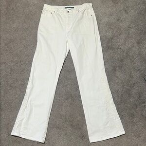 Vintage Lauren Jeans Co Ralph Lauren Floral Embroidered White Jeans size 10
